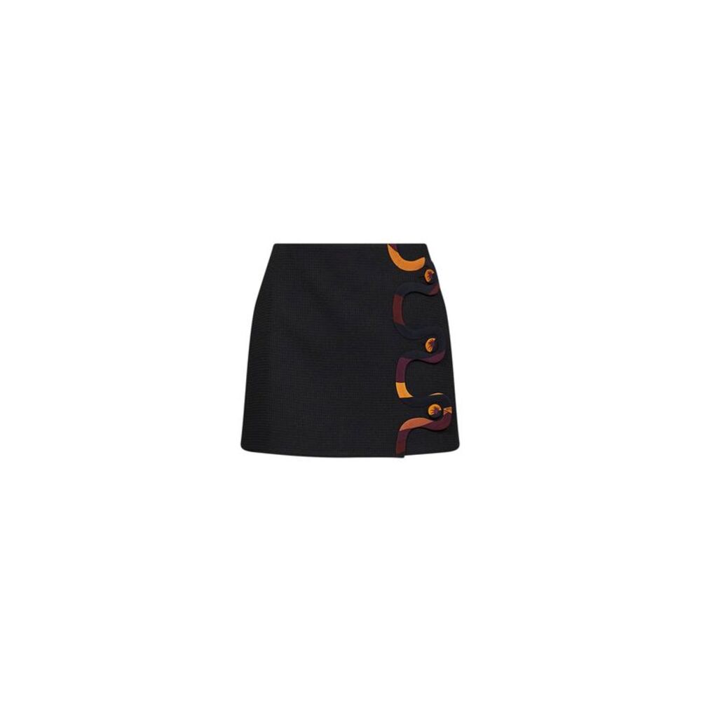 Pucci Women Black Tecno Poudre Mini Skirt With Printed Wavy Trim